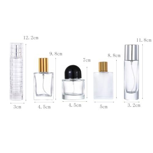 6 Pcs Round Glass Perfume Atomizer,30ml Empty Refillable Perfume Spray Bottle for Men and Women,Portable Fragrance Fine Mist Spray Bottle Dispenser for Travel (Black)