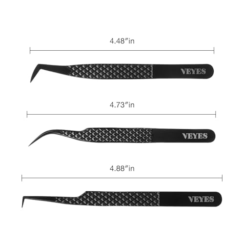 VEYES INC Lash Tweezers for Eyelash Extensions 3-Piece Set