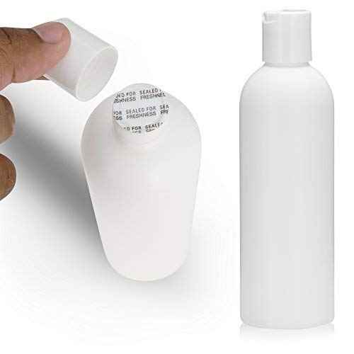 25 PCS Empty White HDPE Bottle 8 oz - Cosmo Round Plastic Bottles - 24/410 Neck White Disc Cap - 24 mm Foil Pressure Seal for Freshness and Leak Prevention - Phthalate Free Approved for Safe Cosmetics