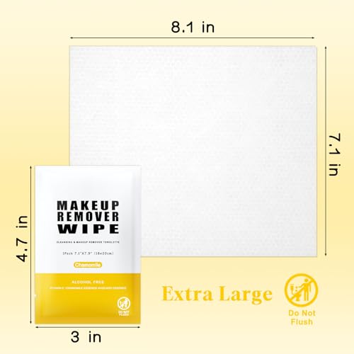 Makeup Remover Wipes 50 Pack, Individually Wrapped, Chamomile