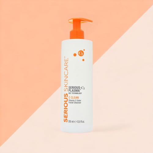 Serious Skincare Hydrating C Clean Facial Cleanser, Gentle Face Wash with Anti-Aging Vitamin C and E, Hydrolyzed Collagen, Botanical Extracts, 12 FL Oz