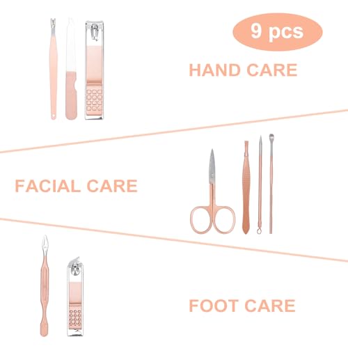 9-Piece Manicure Pedicure Kit with Nail Clipper Set and Portable Case
