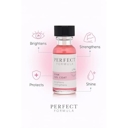 Perfect Formula Pink Gel Coat ? Rosey Glow Nail Strengthener & Keratin Treatment, 0.6 oz - Protein-Rich, Glossy Pink Gel Nail Polish for Damaged Nails | Supports Growth & Repair