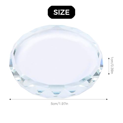 2 piece eyelash adhesive grafting tray, crystal jade cushion holder, eyelash extension makeup tool, transparent glass nail color palette, suitable for salon home use (round glass)