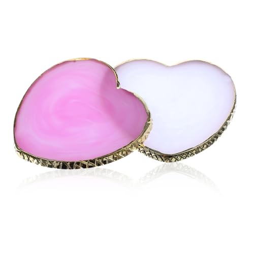 Heart-Shaped Resin Nail Art Palette Set 2PCS with Gold Trim