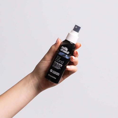 milk_shake icy blond toning spray | leave-in toner with black pigment to cool brass and refresh icy tones in platinum blonde hair | adds softness, shine, and detangling | 3.4 fl oz