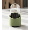 Fantasee 360¡Æ Rotating Makeup Brush Organizer, 7-Compartment Storage with Transparent Dustproof Cover, Cosmetic Tools Storage Holder for Bathroom Vanity Countertop (Fresh Green, Cylindrical)