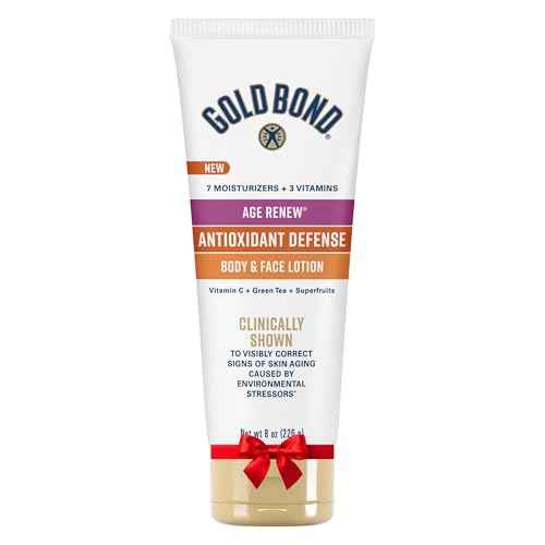 Gold Bond Age Renew Antioxidant Defense Body & Face Lotion, Brightens, Smooths & Evens Skin Tone, Nongreasy Moisturizer With Vitamin C, Superfruits & Green Tea, 8 oz.