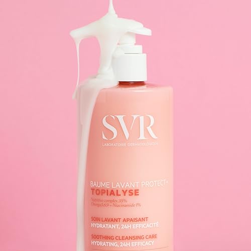 SVR Topialyse Cleansing Balm - Niacinamide, Omega 3, 6 & 9 - Soothing Face & Body Wash with - 24hr Nourishing Protective Cleanser for Dry Itchy and Sensitive Skin. Fragrance-free, 13.5 fl.oz.