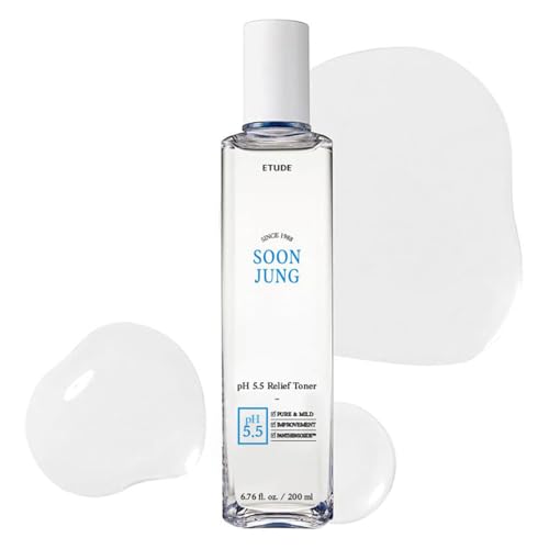 ETUDE SoonJung pH5.5 Relief Toner, Toner for Face, Hydrating Toner for Sensitive Skin, Vegan Face Toner, Panthenol, Madecassoside, Moisturizer, Korean Skin Care, Korean Toner, Beauty (6.76 Fl Oz)