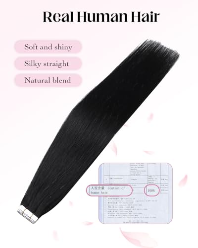 XDhair 14-Inch Invisible Tape in Human Hair Extensions - Jet Black