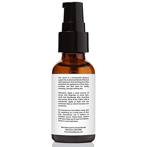 Retinol Serum 2.5% with Hyaluronic Acid & Vitamin E, 1 fl. oz. (Pack of 2)