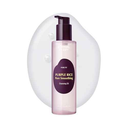 EQQUALBERRY Purple Rice Pore Smoothing Cleansing Oil ? Deep Cleansing for Pores & Blackheads | Korean Oil Cleanser for Face & Makeup Remover | Hydrating & Soothing Formula, 6.76 fl.oz