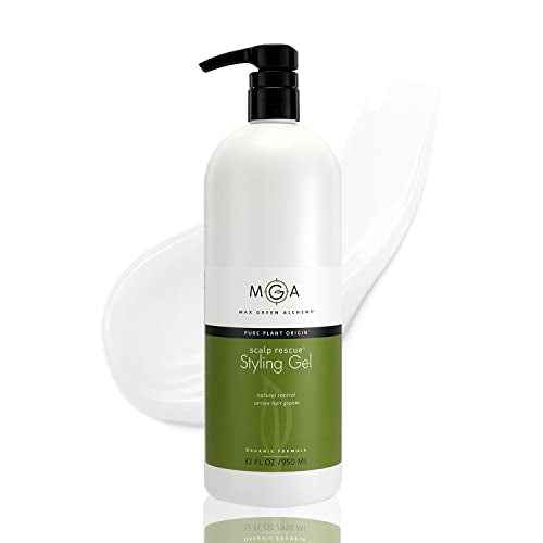 MGA Vegan Hair Styling Gel - Scalp Rescue Organic Formula for Flexible & Natural Hair Style | Curly Hair Products for Men & Women Provides Frizz Control | Alcohol Free & Color Safe Hair Gel | 32 Fl Oz