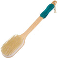OWIIZI Back Scrubber for Shower Large Surface Body Scrub Brush Stiff Boar Bristles Wooden Curved Long Handle Antiskid Bath Brush for Wet or Dry Brushing