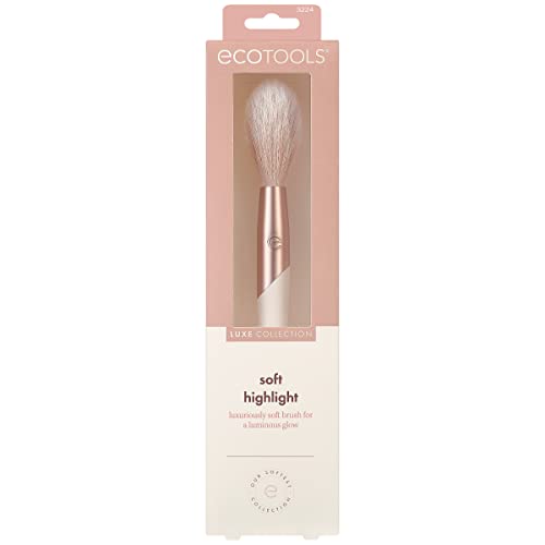 EcoTools Luxe Soft Highlighter Makeup Face Powder Brush, Sheer, Luminous Glow, Premium Quality Makeup Brush, Ultra Soft, Synthetic Bristles, Eco Friendly Face Brush, Cruelty-Free, 1 Count