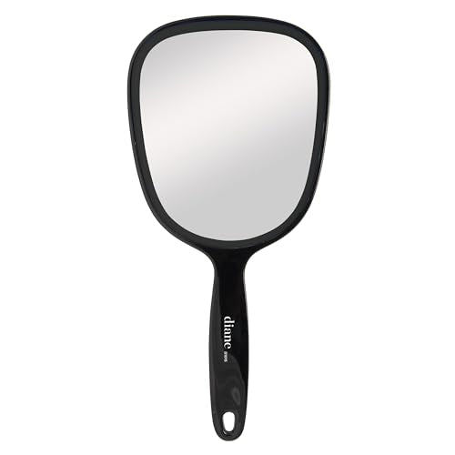 Diane Hand Mirror ? Standard 1X Magnification Hand Held Mirror, Single Sided Vanity Makeup Mirror for Women, Men, Salon, Barber, Shaving, and Travel, Medium 5" x 11" In Black