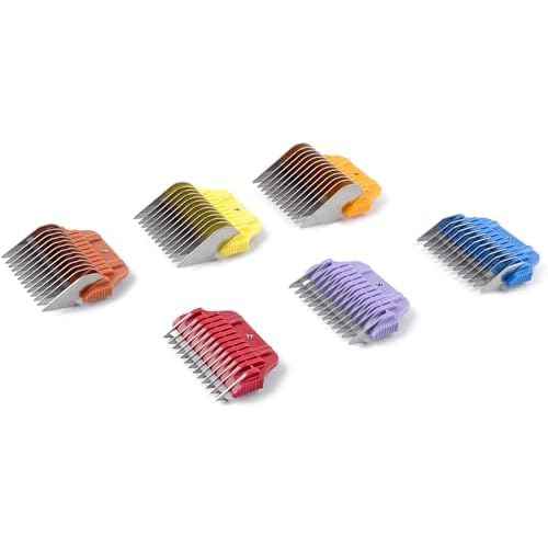 Furzone Wide Clipper Guard Comb Attachment Short 6 Pack Set Stainless Steel Attachment Guide Comb Set for Detachable Blade Pet, Dog, Cat Grooming