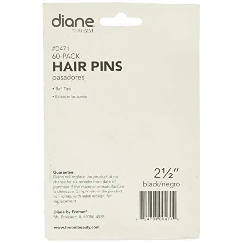 Diane Hair Pins, Black, 2.5" (Pack of 2)