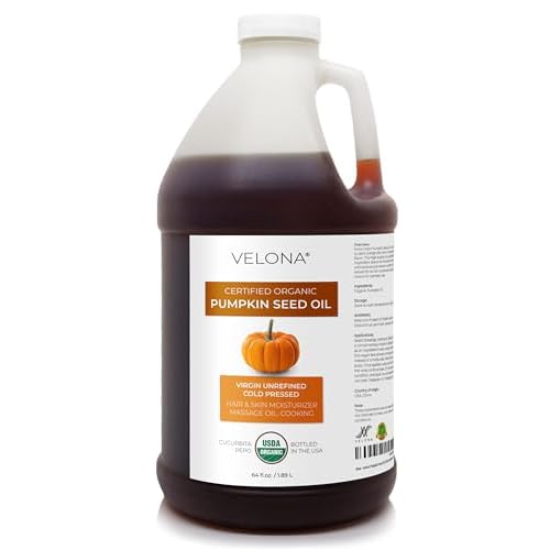 velona Pumpkin Seed Oil USDA Certified Organic - 64 Fl Oz | 100% Pure and Natural Carrier Oil | Unrefined, Cold Pressed | Cooking, Face, Hair, Body & Skin Care | Use Today - Enjoy Result