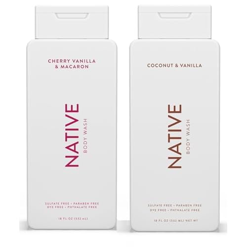 Bundle | Native Body Wash 2-Pack: Cherry & Vanilla Macaron + Coconut & Vanilla (18 fl oz each)