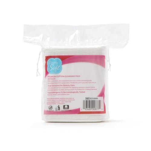 Simply Soft Jumbo Cotton Pads 200 Count 3.5x4.5 Cleansing