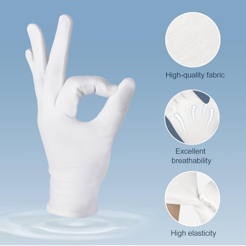 42-Pack White Cotton Gloves for Dry Hands & Eczema - Unisex Sleep SPA Gloves