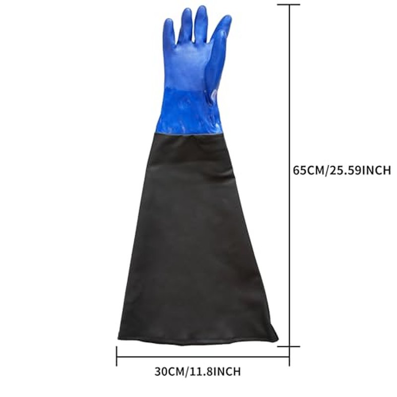 Extra Long Sandblasting Gloves - 24.5 Inch Rubber Protection, XL
