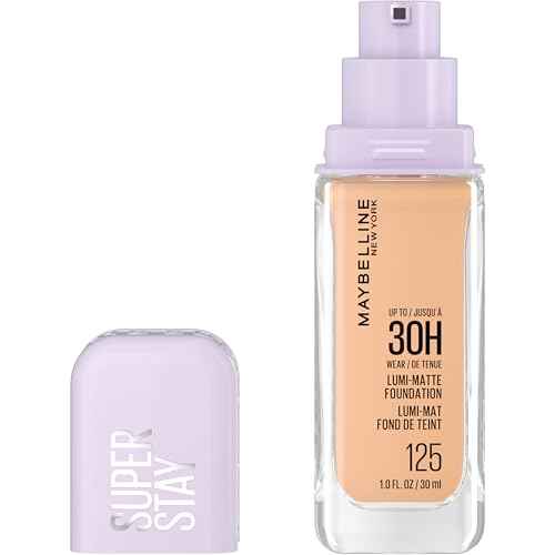 Maybelline Super Stay Lumi-Matte Foundation, Lightweight and Buildable Full Coverage Foundation Makeup For Up To 30HR Wear, 125, 1 Count