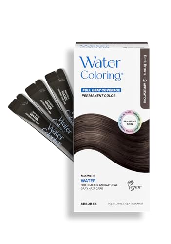 SEEDBEE Dark Brown Water-Activated Hair Dye Kit - 3 Pack, Plant-Based Permanent Hair Color for Gray Coverage, Easy Application