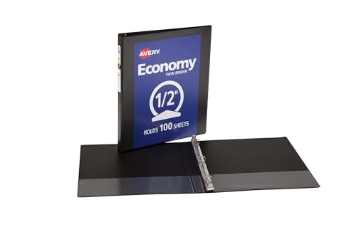 Avery Economy View 3 Ring Binder, 1 Inch Round Rings, 1 Black Binder (05710)