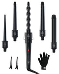 Ohuhu 5-in-1 Curling Wand Set with 5 Ceramic Barrels & Heat Glove