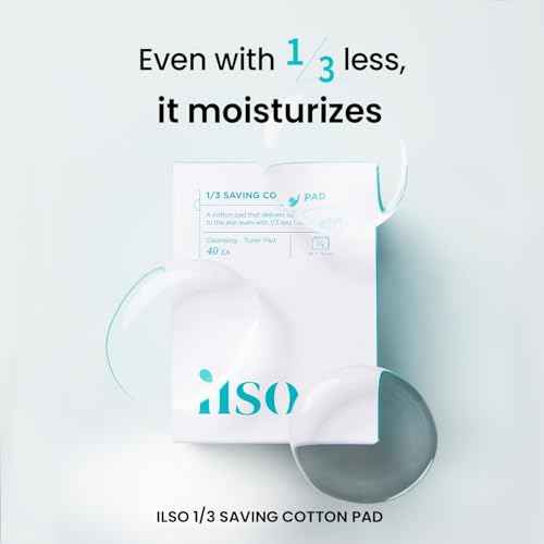 ILSO 1/3 Saving Cotton Pad, Thin Layer Perfect for DIY Toner pad and mask, 40 Sheets, Korean Skincare (50 x 70mm)