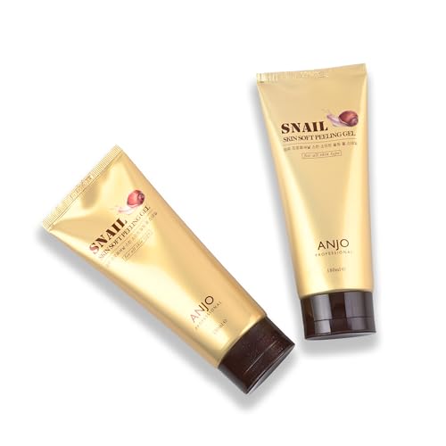 Anjo Skin Soft Snail Peeling Gel 180ML x 2 Pack - Gentle Facial Exfoliation - Korean Peeling Gel for Face & Body - Moisturizing & Soothing - with Snail Mucus for Dead Skin Removal