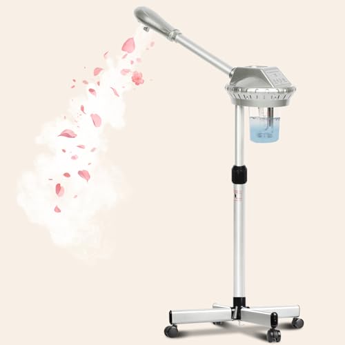 Professional Facial Steamer for Estheticians Face Steamr on Wheels with Hot Mist & Timer Function Suitable for Home Use or Beauty Spa Deep Cleansing and Hydration
