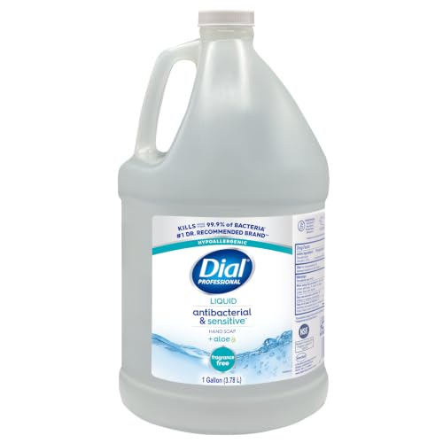 Dial Professional Sensitive Skin Antibacterial Liquid Hand Soap 128 Fl Oz (Fresh) 1 Gallon Refill