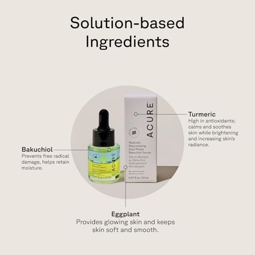 Acure Radically Rejuvenating Dual Phase Bakuchiol Serum - Bakuchiol Oil Serum for Face, Anti Aging Retinol Alternative for Wrinkles & Fine Lines, Cold Pressed Botanical Oils, 0.67 fl oz (2 Pack)