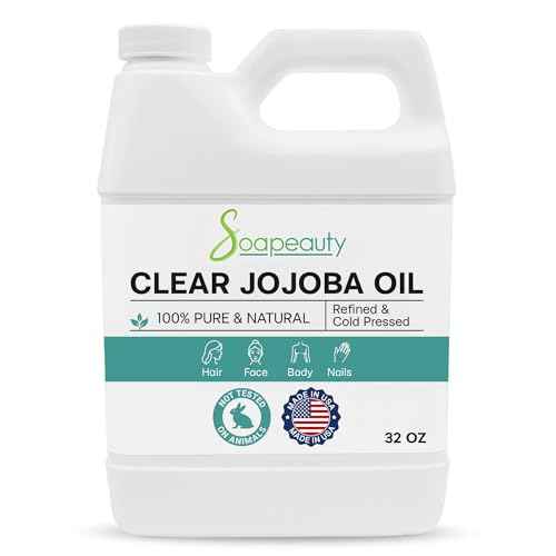 Soapeauty Clear Jojoba Oil | 100% Pure & Natural | Refined, Cold Pressed, Hexane Free | Moisturizing Oil for Skin, Face, Hair & Nails | 32 fl oz