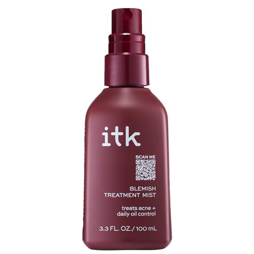 ITK Skincare 2% Salicylic Acid Spray for Face & Body Acne - Blemish-Fighting Treatment for Body Acne, Bacne, Blackheads, Pimples & Blemishes - BHA Blemish Facial Mist Post Workout - 3.3oz Spray Bottle