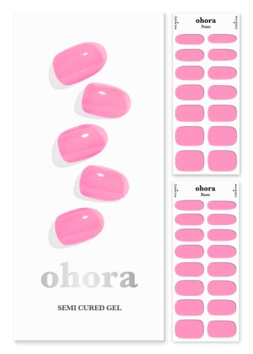 ohora Semi-Cured Gel Nail Strips Pink Tint - Long-Lasting, Salon-Quality, Works with UV/LED Lamps