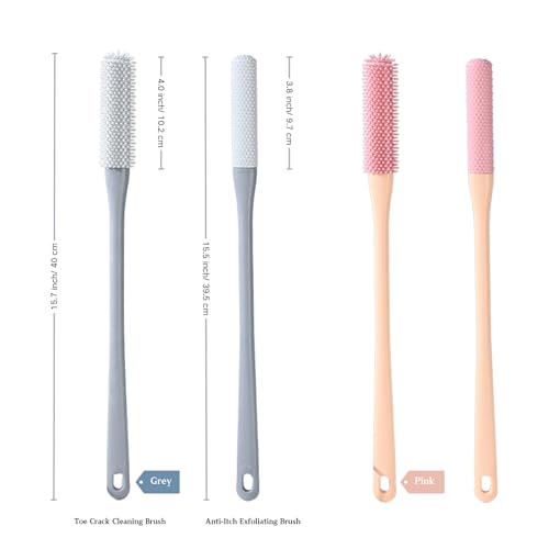 Nurlypop Foot Scrubber Brush 15.7" Long Handle, 2 Pack