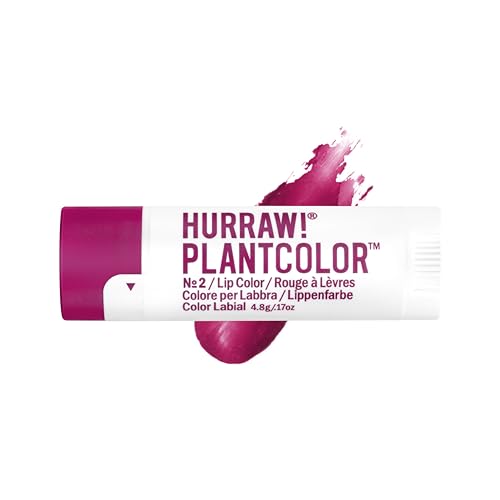 Hurraw! Plantcolor Lip Color No. 2: Red/Purple shade. Highly pigmented tinted balm and lipstick alternative. Vegan and all-natural. Easy application. Buildable. First of its kind. Made in USA