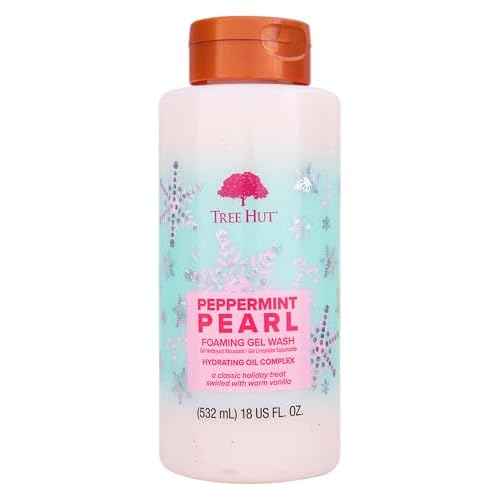 Tree Hut Peppermint Pearl Foaming Gel Wash | Cleanse & Soothe Skin Without Stripping Moisture | Made with our Hydrating Oil Complex | Limited Edition Holiday | 18 fl oz.