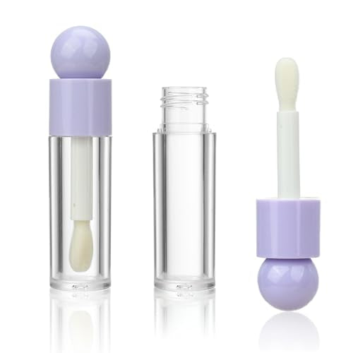 COSIDEA 16pcs 6ml 0.2oz Round Purple big doe foot wand lip gloss tubes for DIY unique lipgloss containers tubes with thick brush