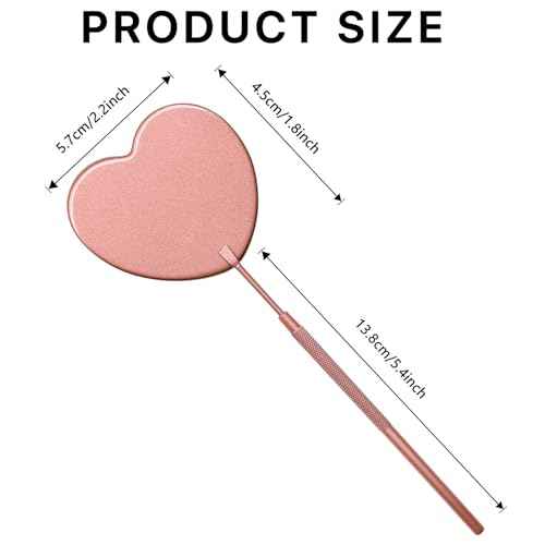 2.2inch Lovely Lash Mirror, Heart Shaped Detachable Stainless Steel Eyelash Mirror for Eyelash Extensions, Lash Supplies and Tool for Techs, Pink