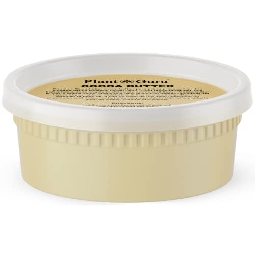 Plant Guru Raw Cocoa Butter 8 oz. 100% Pure Natural Unrefined FOOD GRADE Arriba Nacional Cacao Bean, Great For Chocolate Making, Soap, Lip Balm and Moisturizer For DIY Body Butters