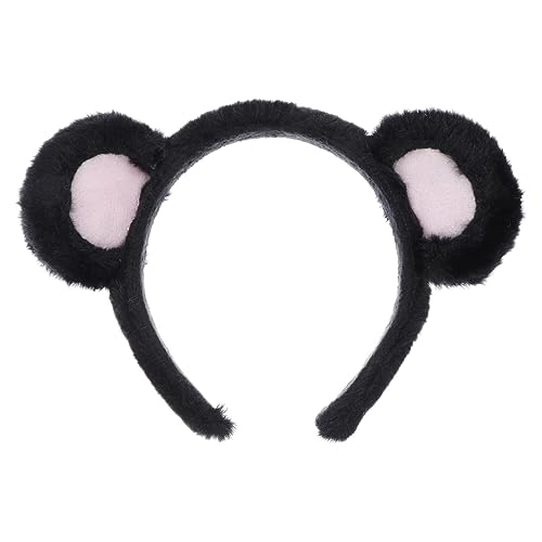 CALLARON Bear Ear Headband for Women, Cute Bear Hairband with Bear Ears Headwear Face Wash Headband Cartoon Cosplay Party Costume Hair Accessories for Adults Kids(Black Pink)