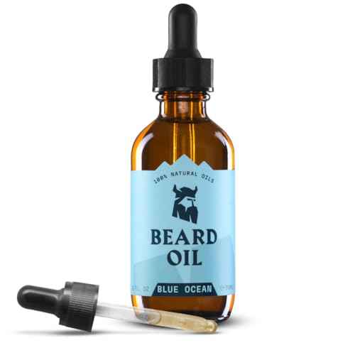Striking Viking Beard Oil for Men - Naturally Derived Conditioner with Almond, Tea Tree, Argan & Jojoba Oil for Beard Growth, Softening & Moisturizing (2 Fl Oz (Pack of 1), Blue Ocean)