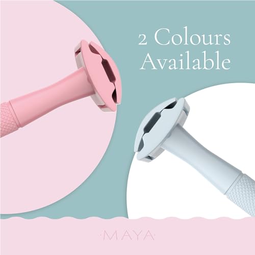 Womens Safety Razor (Pink) Metal Double Edge Razor (No Blades) Eco Friendly Ladies Shaver for Girls with Sensitive Skin