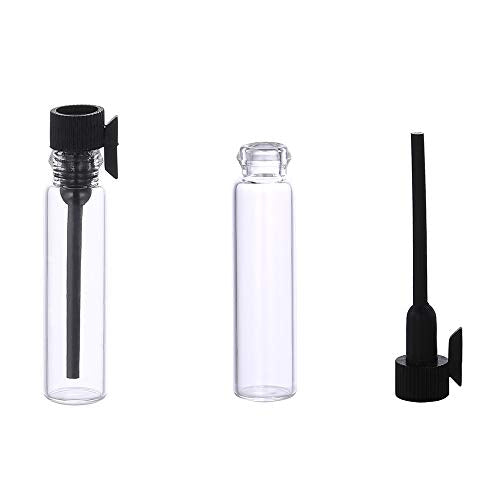 120pcs 1ml Mini Glass Perfume Sample Vials with Black Caps